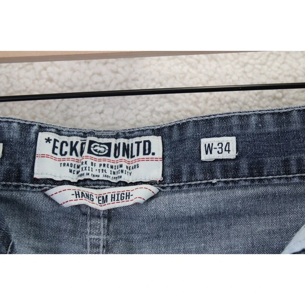 Ecko Unltd Mens Jeans W34 Blue Wash Relaxed Fit Denim Pants Y2K Streetwear‎